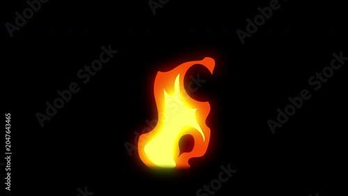 Animation Fire flame ,2d and cartoon style seamless loop, smooth flicker motion and glowing fire suitable fx compositing and stock footage. alpha channel only 4k