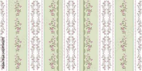 Photos Charming cottagecore floral stripe seamless pattern