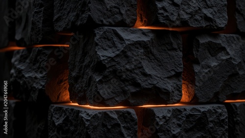 Illuminated Stone Wall Texture Dark Background