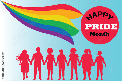 Pride month june vector colorful image.