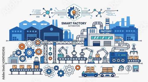 Foto Smart factory industrial automation concept.