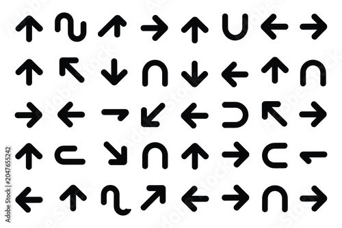 Black handwritten arrows in random directions on white background