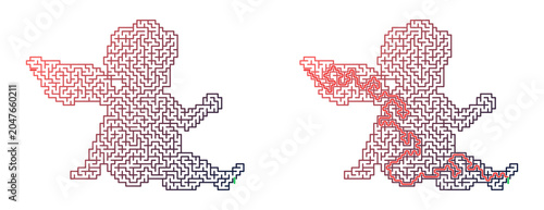 Foto Abstract labyrinth with entry and exit depicting a cherub design