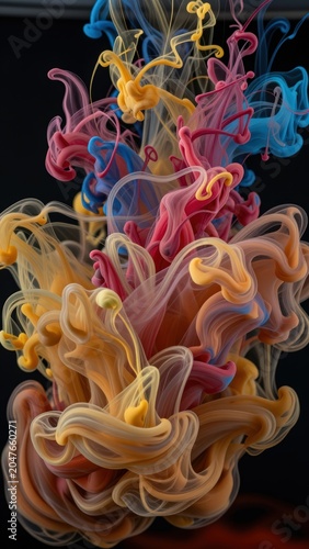 Colorful Ink Explosion in Water Abstract Art Background splash