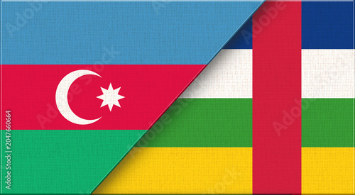 Konstfotografi Double flag of Azerbaijan and Central African Republic on fabric texture