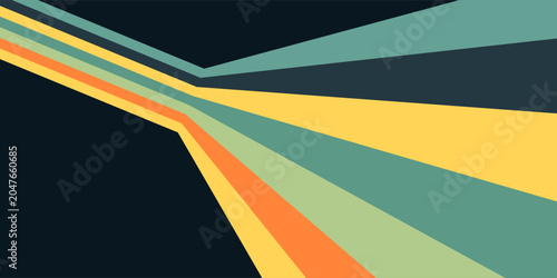 Abstract colorful 70s background vector. Vintage retro wallpaper with rainbow stripes and wavy lines. A 1970 color illustration suitable for posters, banners, decorative items and wall art. eps10
