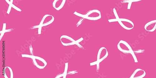 Breast cancer day, pattern on pink, hand drawn Illustration.	
