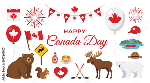 Photos Happy Canada Day celebration element set