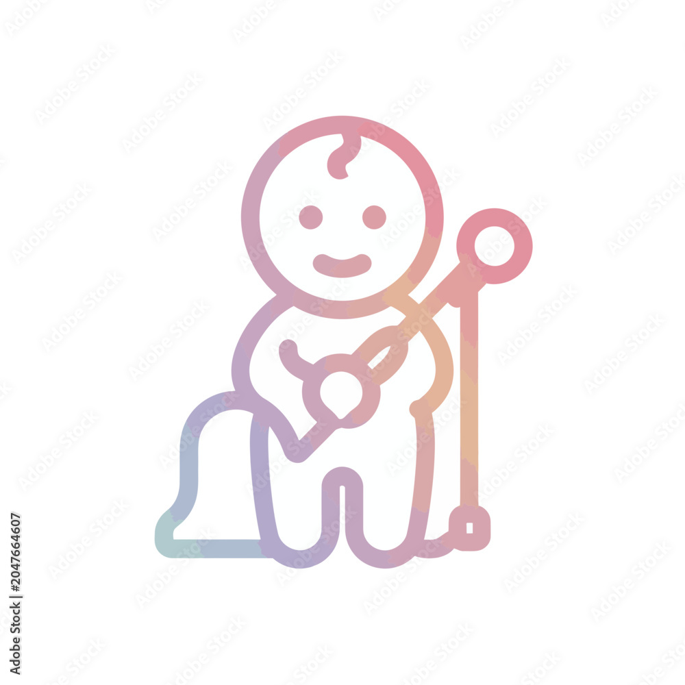 Fototapeta premium Baby Icon Holding a Stethoscope on Transparent Background