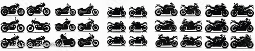 Schilderij op canvas Vector set image silhouette of motorcycle