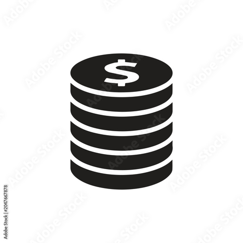 Stack of us dollar coins icon graphic with currency business investment