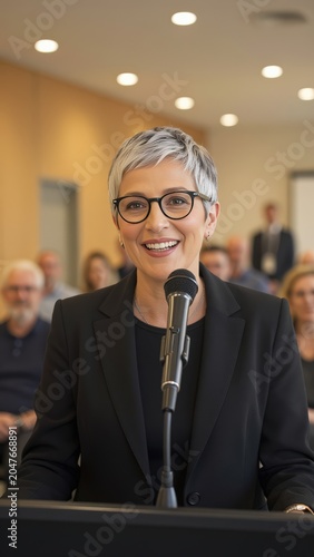 Businesswoman Speaking at Conference Professional Presentation