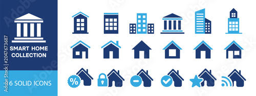 Cuadro en lienzo Smart Home and Real Estate Solid Icon Collection.