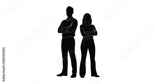 Fotografía Silhouetted Couple Standing With Arms Crossed Together.