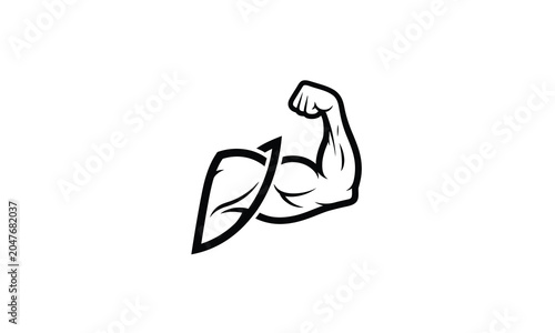 Foto Biceps flexed arm muscle gym fitness icon set.