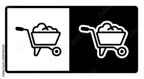 Garden Cart Line Icon Vector Illustration