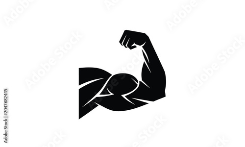 Strong bicep muscle arm power symbol icon vector.