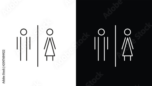 Schilderij op canvas minimalist male and female restroom pictogram
