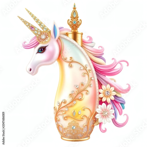  Fantasy Unicorn Decorative Vase Illustration with Floral Details and Colorful Feminine Pastel
Design