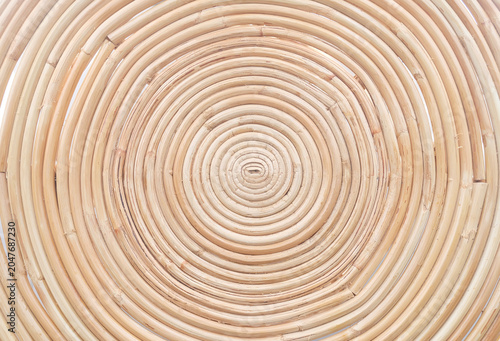 Rattan spiral texture background woven natural material close up view