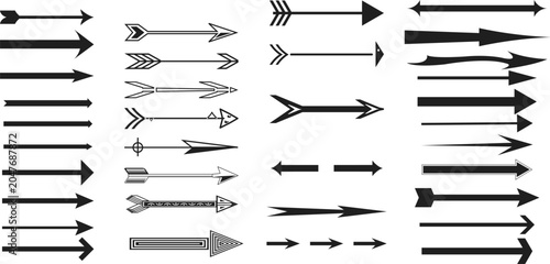 Foto Assortment of black graphic arrows and direction indicators with indicators