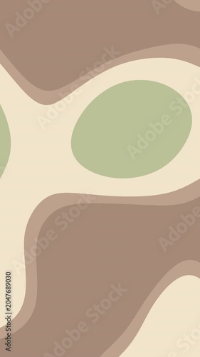 Abstract geometric design with wavy lines in light green, tan, and brown colors. Soft and aesthetic for backgrounds, branding, or decorations.