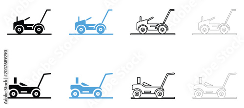 Fotografie Lawn mower icon vector, lawn mowers machine symbol vector, silhouette line art o