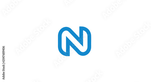 Modern minimalist blue letter N icon on white background