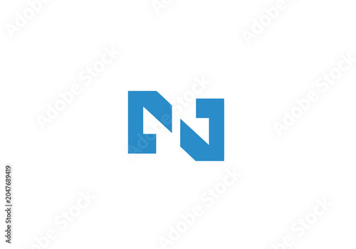 Modern minimalist blue geometric letter N logo on white background