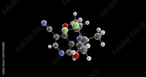 Oditrasertib molecule, rotating 3D model of investigational drug, looped video on a black background
