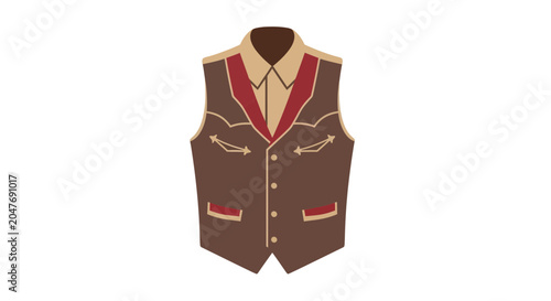 Western Cowboy Vest and Shirt Outfit Illustration