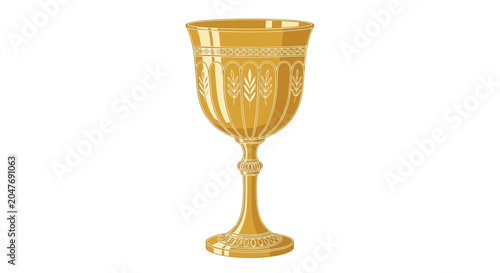 Obraz na płótnie Elegant golden chalice with ornate detailing, isolated on white background