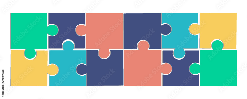 Naklejka premium Jigsaw puzzle vector illustration set. Colorful infographic material.