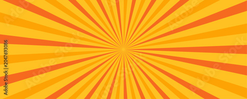 Bilde på lerret Vibrant orange and yellow sunburst radial pattern background with alternating st