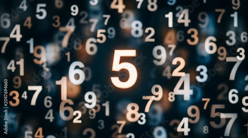 Concept Of Numerology Statistics And Data Analysis With Glowing Digits