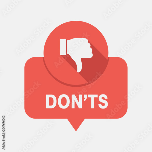 Bilde på lerret A thumbs down symbol indicates disapproval on a red speech bubble with the word DON'TS