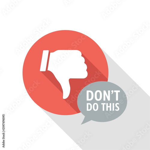 Tableau sur toile A disapproving gesture illustrates negative feedback with a speech bubble saying don't do this