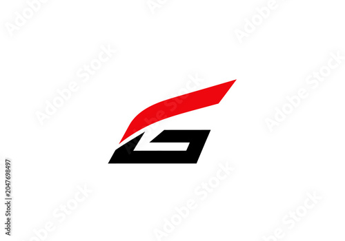 Modern red and black stylized letter G logo on white