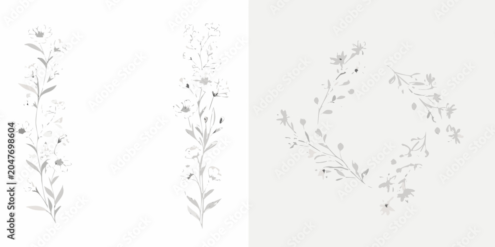 Obraz premium wild flowers collection minimalist hand drawn botanical