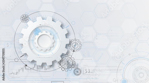 White gears working on an abstract technological background