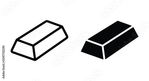 Gold bar icon, vector illustration of a metal ingot, financial symbol of wealth and investment