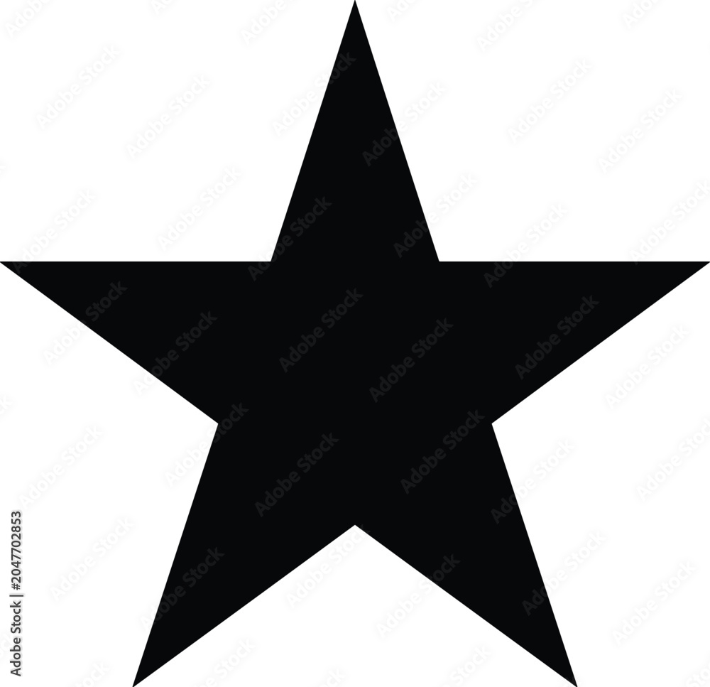Obraz premium Black Five Point Star Icon with Simple Geometric Shape, Rating Symbol, Decorative Element, and Minimal Vector Illustration