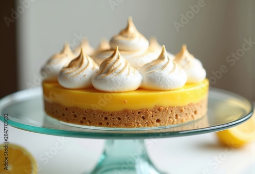 Lemon Meringue Pie Fluffy Peaks Glass Cake Stand Visual Treat Showcase