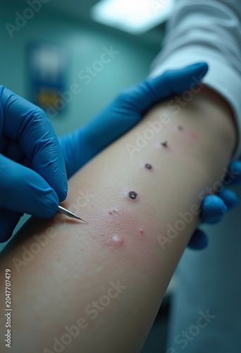 Intricate Allergy Testing Skin Prick Method on Arm Detailed Visual Representation