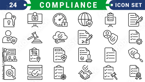 Schilderij op canvas compliance icon set