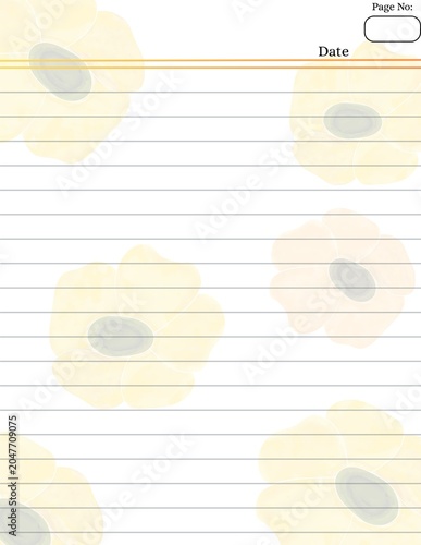 Printable floral notebook page, digital printable stationary, decorative letter paper