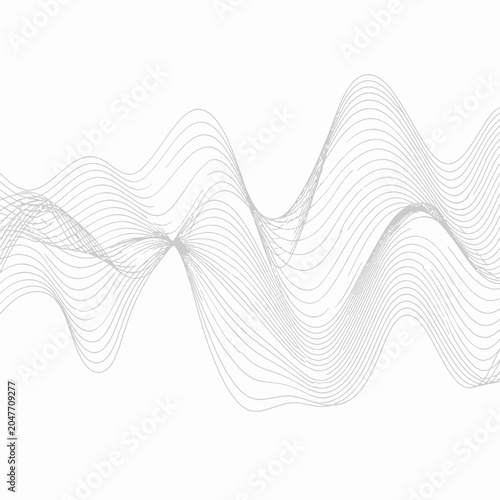 Abstract vector illustration of light gray wavy lines forming a fluid, dynamic pattern on a clean white background