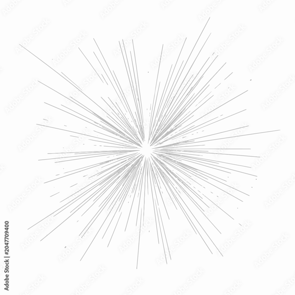 Fototapeta premium Abstract light gray starburst vector illustration with radiating lines on a clean white background, minimalist graphic design element