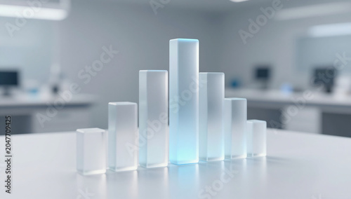 Futuristic Minimalist 3D Rising Bar Chart Graph