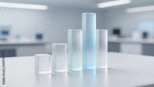 Futuristic Minimalist 3D Rising Bar Chart Graph